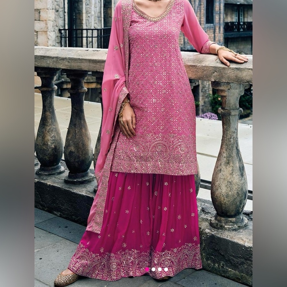 Pink Embroidered Suit